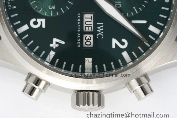 MIROTIME 0312 Bright Pilot Chrono SS AZF 1:1 Best Edition Green Dial on Brown Leather Strap A 7059